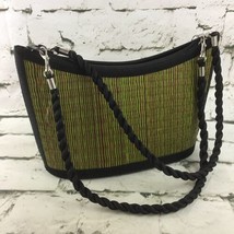 YKK Womens Purse Black Green Woven Outer Shell Twisted Detachable Straps... - $19.79