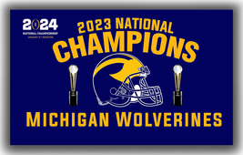 Michigan Wolverines Football National Champions 2023 Flag 90x150cm 3x5ft Banner - £11.95 GBP