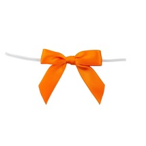 Satin Twist Tie Bows - Small Bows, 5/8 Inch X 100 Pieces, Orange - £25.65 GBP