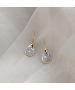 Minimalist Gold Tone Teardrop Natural Pearl Drop Earrings Original Design - $29.99