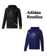 ADIDAS NEW MEN&#39;S PULLOVER HOODIE SWEATSHIRT FLEECE LOGO NWT BLUE BLACK W... - $50.45 CAD