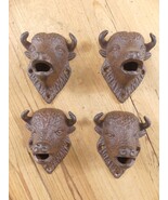 4 WALL MOUNT BUFFALO KEY HOOKS WALL HOME DECOR CABIN CAST IRON BISON COU... - $550.13 MXN