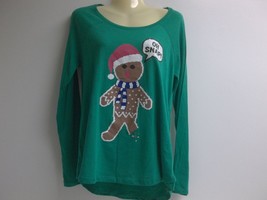 Oh Snap Gingerbread Man Size Large Green Shirt Top New Womens Christmas Holiday - £38.46 GBP