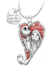 Jack and Sally Skellington Never Forget Heart Necklace - £6.29 GBP