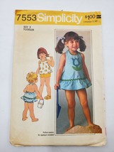 Simplicity 7553 Sewing Pattern Toddler Halter Dress Short Bloomers Cut Size 2 - £6.19 GBP