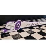 3D Printed Huffy Rail Muscle Bike Sign Logo (Approx 10&quot; Long) Purple &amp; W... - £15.48 GBP