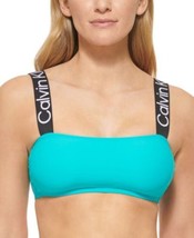 CALVIN KLEIN Bikini Swim Top Logo Straps Tropical Waters Size Small $68 - NWT - £14.37 GBP