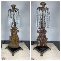 cornelius &amp; co candle holder antique brass w/ Hanging Crystals - £152.91 GBP