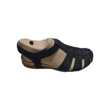 New Earth Birdy Leather Suede T-Strap Sandals Size 9 Black - $24.55