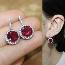 Luxury Round Zircon Earrings Women&#39;s Pave Stud Earrings Ol Earrings - £7.98 GBP