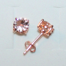 2.50ctw Round Pink Morganite Stud Earrings 6mm 14k Rose Pink Gold over 925 SS - £57.98 GBP