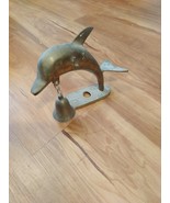Vintage Solid Brass Dolphin On Stand Front Desk Hotel Bell Ringer, No Ha... - $13.57
