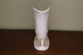 Vintage HULL Pottery Pink Magnolia Cornucopia Vase Gloss Glaze 1940&#39;s - £23.59 GBP