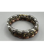 Bracelet Four Bangle Style Wrap Around Silver Pewter Copper Brass Fits 7... - £5.34 GBP