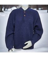 Woolrich Henley Sweater Vintage Mens Sz M Navy Blue Pure Wool Button Yale - €31,30 EUR