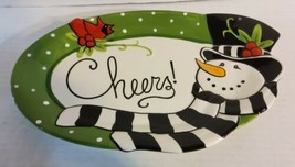 Fitz and Floyd Frosty's Frolic Appetizer Serving Tray Plate Snowman Cheers! 2010 - $16.70