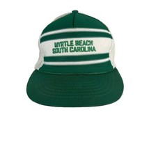 Vintage 3 stripe Trucker Hat Mesh Back Green Myrtle Beach SC SnapBack - £11.35 GBP