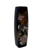 Japanese Ceramic Vase Blue 9.5 Inch Tall Square Painted Pheasants Gold A... - $258.87 MXN
