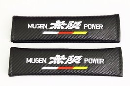 Mugen Carbon Fiber Embroidered Logo Seat Belt Cover Seatbelt Shoulder Pa... - $14.99