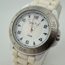 Louis Pion Quartz Watch 100m White Silver Back Light Analog Fixed Bezel ... - $26.59