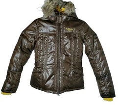 Pepe Jeans London Women M Bown Down Zipper Removable Coyote Fur Hood Jacket  - £78.34 GBP