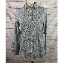Lands End No Iron Pinpoint Oxford Shirt Womens 6 Floral Collared Long Sleeves - £10.03 GBP