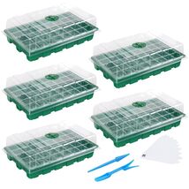 5-Pack Seedling Trays with Humidity Domes - Total 200 Cells for Seamless... - $49.45