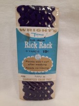 NIP Cotton Vintage Wright&#39;s Trims Medium Rick Rack Sewing Trim 3 Yds ~ Purple 64 - £4.69 GBP
