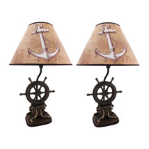 Zeckos Set of 2 Nautical Ship`s Wheel Table Lamps Captain&#39;s Destiny - £100.84 GBP