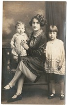 Real Photo Postcard (RPPC) Mother with Two Children AZO Unposted 1927 Named - $13.10
