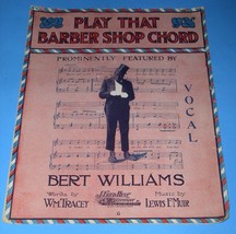 Play That Barber Shop Chord Sheet Music Vintage 1910 Bert Williams J. Fred Helf - £38.67 GBP