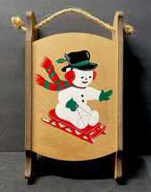 Snowman Sled  Hanging Shelf Christmas Holiday Decoration - £11.24 GBP