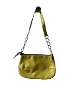 Girls Vintage Green Vinyl Hand Bag Small Chain Zippered - £5.94 GBP