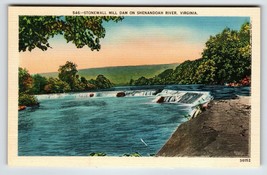Stonewall Mill Dam Shenandoah River Virginia Postcard Linen Unposted Vintage VA - £8.78 GBP