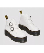 Doc Dr. Martens Air Wair DEVON Flower Buckle White Leather Platform Boot... - $191.46 CAD