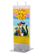Flatyz Handmade Twin Wick Unscented Thin Flat Candle  - Cats family unde... - $18.99
