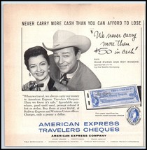 1950s American Express Travelers Cheques PRINT AD Dale Evans &amp; Roy Roger... - $3.79