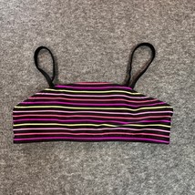 Art Class Girls Large Black Pink Neon Stripe Bikini Swimsuit Top NWT - $9.99