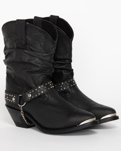 Shyanne Women&#39;s Tammye Slouch Harness Pointed Toe Fashion Boots - £86.32 GBP