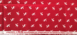 New Emma &amp; Mi1a 36&quot;x43&quot; Christmas Fabric White Reindeer on Santa Red Cotton Sew - £11.18 GBP