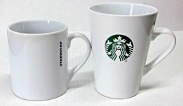 Lot Of (2) Starbucks Coffee Co. White Ceramic Mugs 16 Oz + 15.2 Oz Mermaid Logos - £30.59 GBP