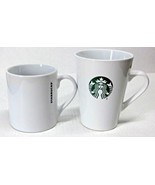 LOT of (2) STARBUCKS COFFEE CO. WHITE CERAMIC MUGS 16 oz + 15.2 oz MERMA... - £29.99 GBP