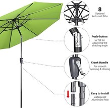 Yescom 9Ft UV50+ 3000PA Outdoor Table Patio Umbrella Crank Tilt Green - £46.28 GBP