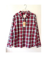 Fat Face Sz L Red Blue Plaid Long Sleeve Pockets Cotton Shirt Top Button... - $709.49 MXN