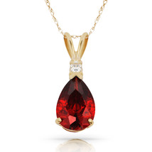 3.05 CT Garnet Pear Shape 2 Stone Gemstone Pendant & Necklace 14K Yellow Gold - $128.33