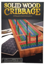 Cardinal Solid Wood Cribbage Folding 3 Track Board with Cards Complete - $11.35