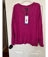 Buffalo David Bitton Women&#39;s Sage Pink Soft Knit V-Neck Top Size (L) Large - $10.40