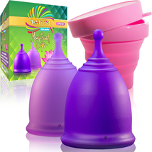 Talisi Reusable Menstrual Cup (Small &amp; Large) Set of 2 with Foldable Silicone St - £13.49 GBP