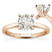 Round Brilliant Cut Moissanite 14k Rose Gold 4-Prong Solitaire Engagement Ring - £414.89 GBP+
