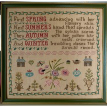 Framed  The Season&#39;s Sampler Vintage 1977 Paragon Cross Stitch #0673  16... - $97.02